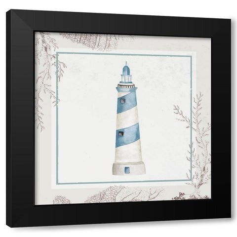 Lighthouse Black Modern Wood Framed Art Print by ND Art