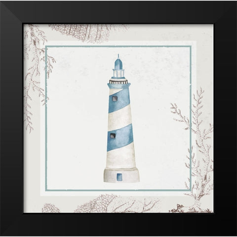 Lighthouse Black Modern Wood Framed Art Print by ND Art