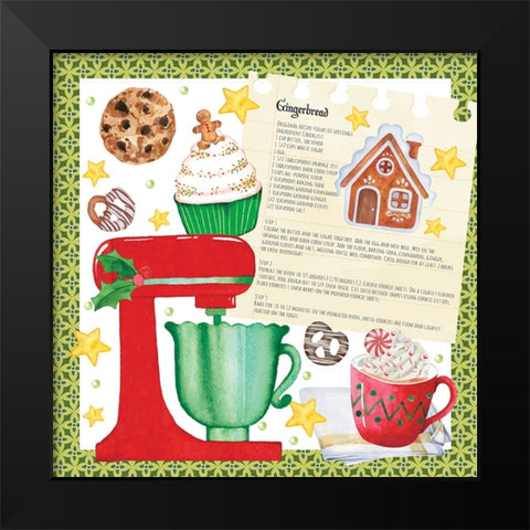 Gingerbread Cookies Black Modern Wood Framed Art Print by ND Art