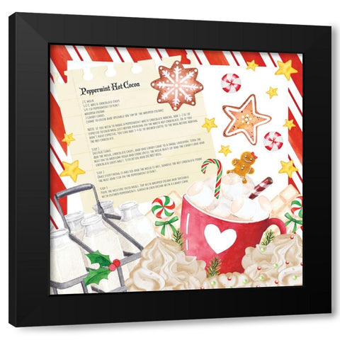 Peppermint Cocoa Black Modern Wood Framed Art Print by ND Art