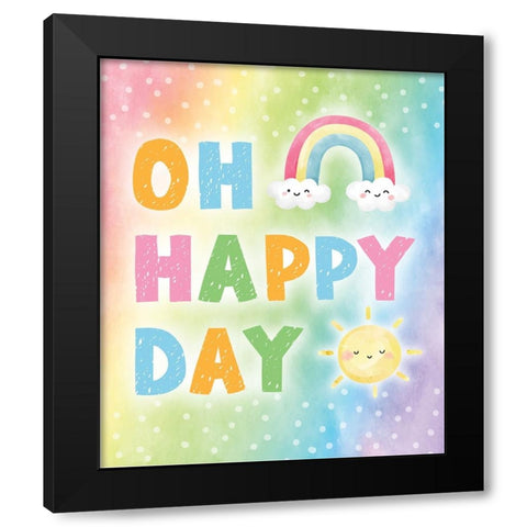Oh Happy Day Black Modern Wood Framed Art Print with Double Matting by ND Art