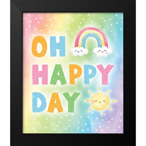 Oh Happy Day Black Modern Wood Framed Art Print by ND Art