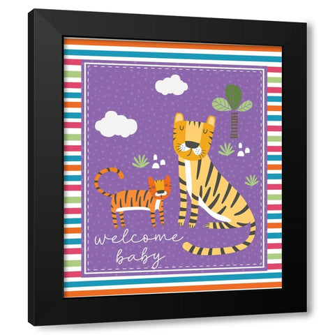 Welcome Baby Black Modern Wood Framed Art Print by ND Art