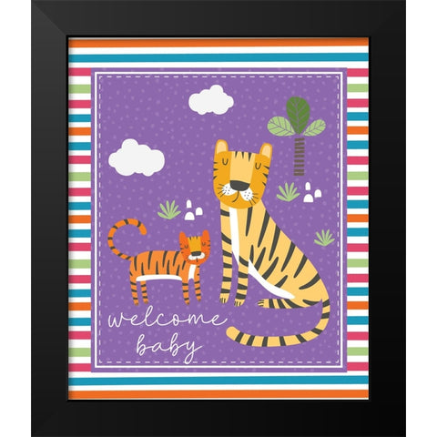 Welcome Baby Black Modern Wood Framed Art Print by ND Art