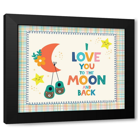 To the Moon and Back Black Modern Wood Framed Art Print with Double Matting by ND Art