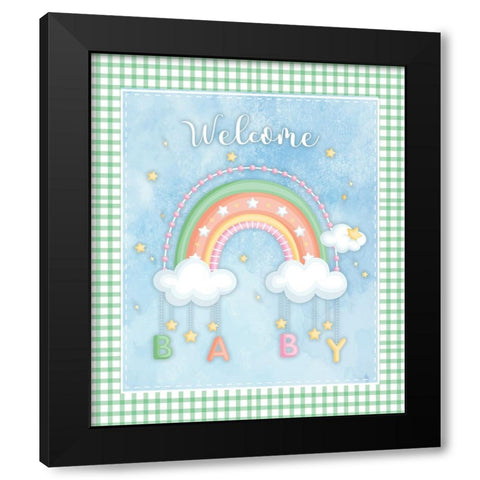 Welcome Baby Black Modern Wood Framed Art Print by ND Art