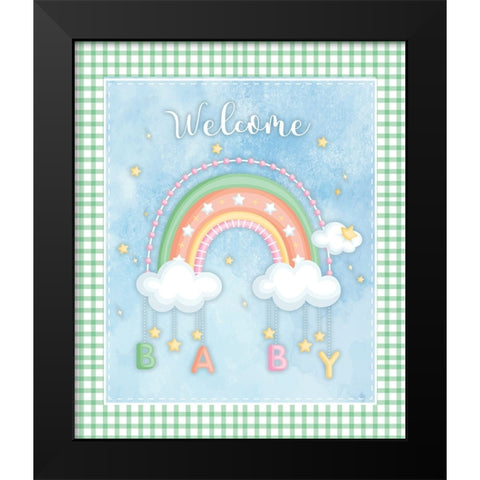 Welcome Baby Black Modern Wood Framed Art Print by ND Art