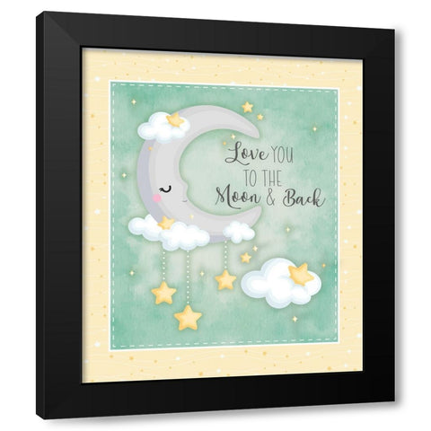 To the Moon and Back Black Modern Wood Framed Art Print with Double Matting by ND Art