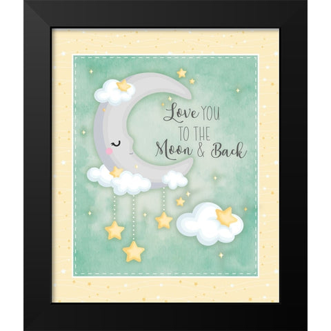 To the Moon and Back Black Modern Wood Framed Art Print by ND Art
