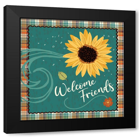 Welcome Friends Black Modern Wood Framed Art Print by ND Art