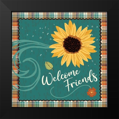 Welcome Friends Black Modern Wood Framed Art Print by ND Art