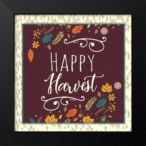 Happy Harvest Black Modern Wood Framed Art Print by ND Art