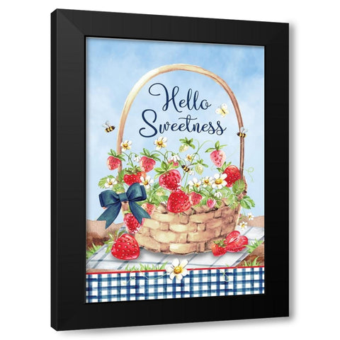 Hello Sweetness Black Modern Wood Framed Art Print by ND Art
