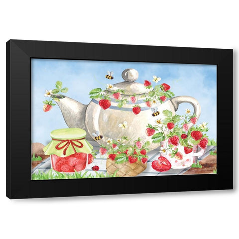 Strawberry Jam Black Modern Wood Framed Art Print by ND Art
