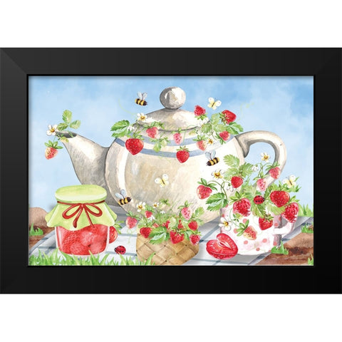 Strawberry Jam Black Modern Wood Framed Art Print by ND Art