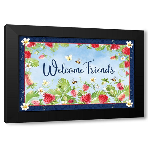 Welcome Friends Black Modern Wood Framed Art Print by ND Art
