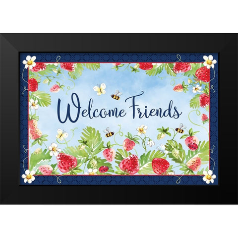 Welcome Friends Black Modern Wood Framed Art Print by ND Art