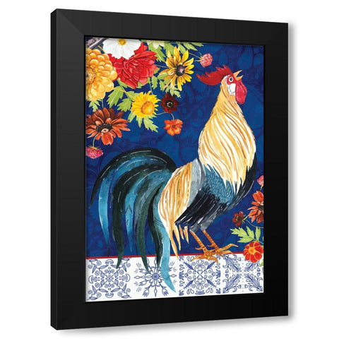 Rooster Black Modern Wood Framed Art Print by ND Art