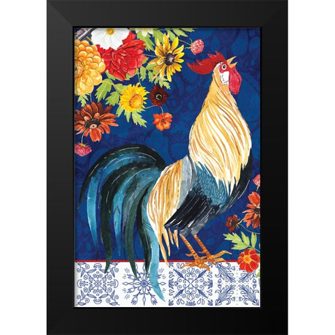Rooster Black Modern Wood Framed Art Print by ND Art