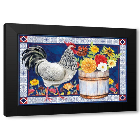 Rooster II Black Modern Wood Framed Art Print with Double Matting by ND Art