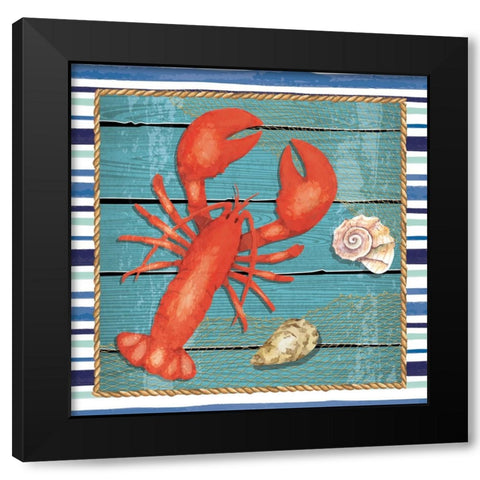Lobster Black Modern Wood Framed Art Print by ND Art