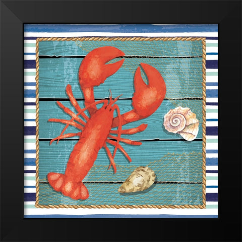 Lobster Black Modern Wood Framed Art Print by ND Art