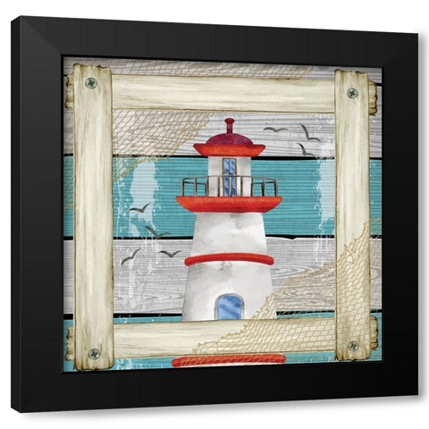Lighthouse Black Modern Wood Framed Art Print by ND Art