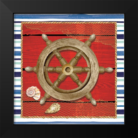 Steering Wheel Black Modern Wood Framed Art Print by ND Art