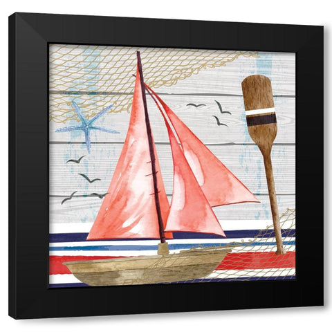 Sailboat Black Modern Wood Framed Art Print by ND Art