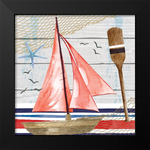 Sailboat Black Modern Wood Framed Art Print by ND Art