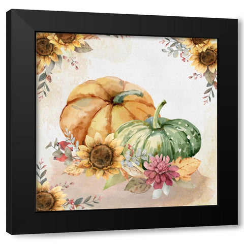 Harvest Pumpkins Black Modern Wood Framed Art Print by ND Art