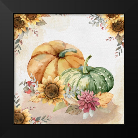 Harvest Pumpkins Black Modern Wood Framed Art Print by ND Art