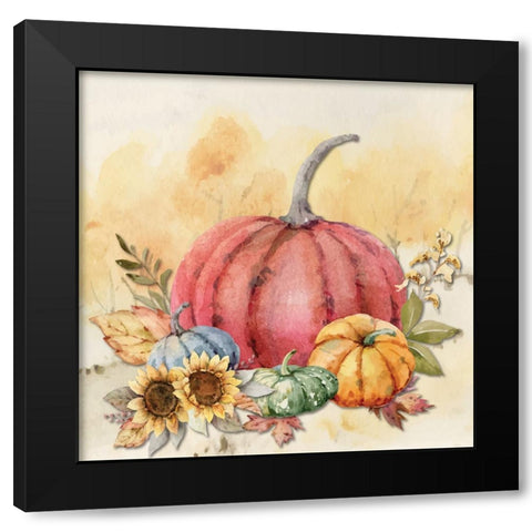 Harvest Pumpkins II Black Modern Wood Framed Art Print by ND Art
