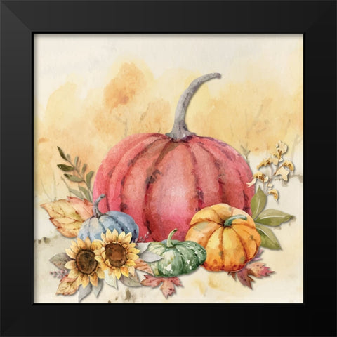 Harvest Pumpkins II Black Modern Wood Framed Art Print by ND Art