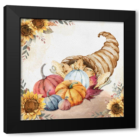Harvest Cornucopia Black Modern Wood Framed Art Print with Double Matting by ND Art