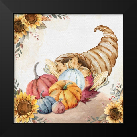 Harvest Cornucopia Black Modern Wood Framed Art Print by ND Art