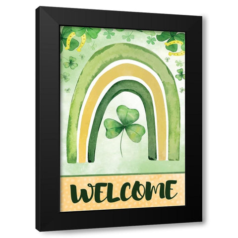 St. Patricks Welcome Black Modern Wood Framed Art Print by ND Art