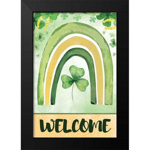 St. Patricks Welcome Black Modern Wood Framed Art Print by ND Art