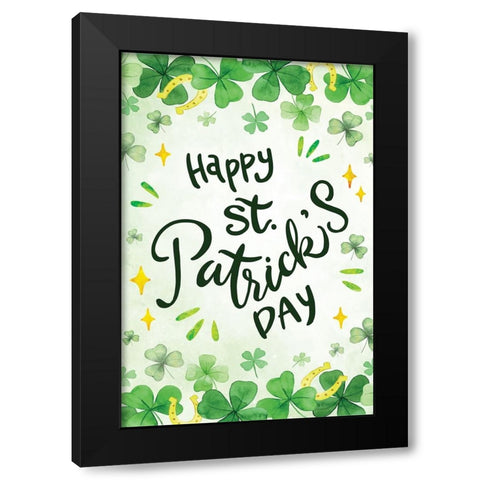 Happy St. Patricks Day Black Modern Wood Framed Art Print by ND Art