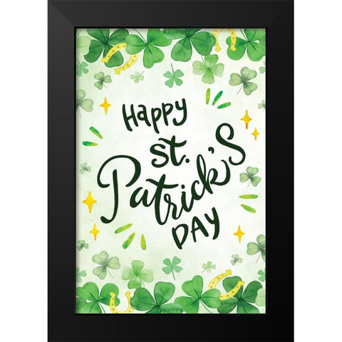 Happy St. Patricks Day Black Modern Wood Framed Art Print by ND Art