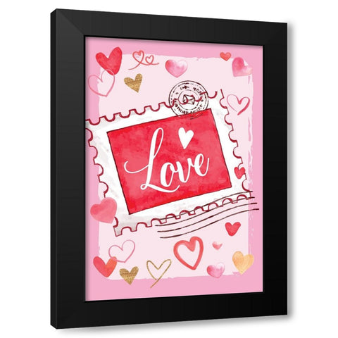 Valentine Stamp Black Modern Wood Framed Art Print by ND Art
