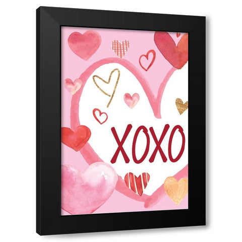 Heart, XoXo Black Modern Wood Framed Art Print by ND Art