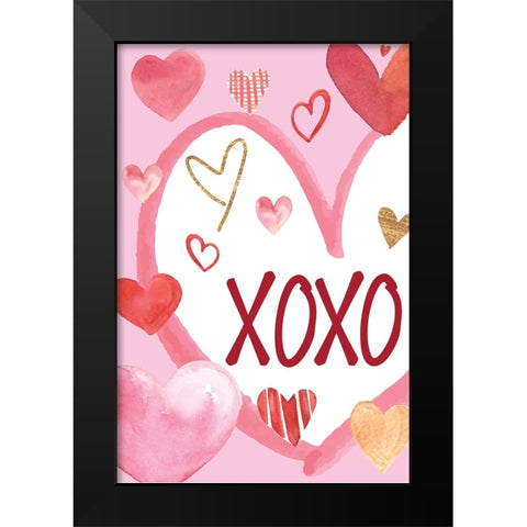 Heart, XoXo Black Modern Wood Framed Art Print by ND Art