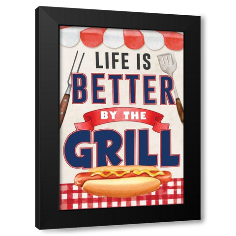Better by the Grill Black Modern Wood Framed Art Print by ND Art