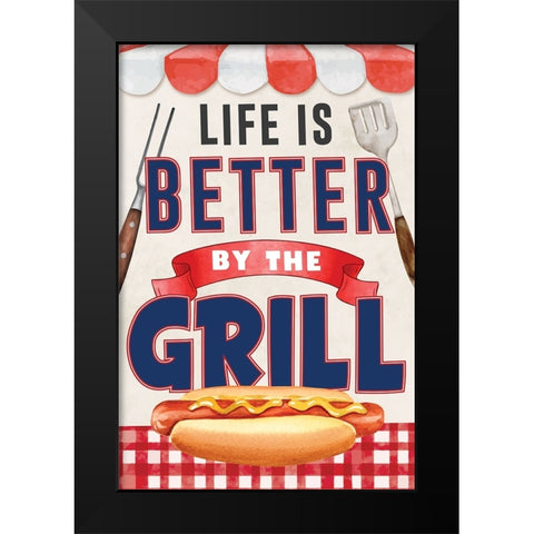 Better by the Grill Black Modern Wood Framed Art Print by ND Art