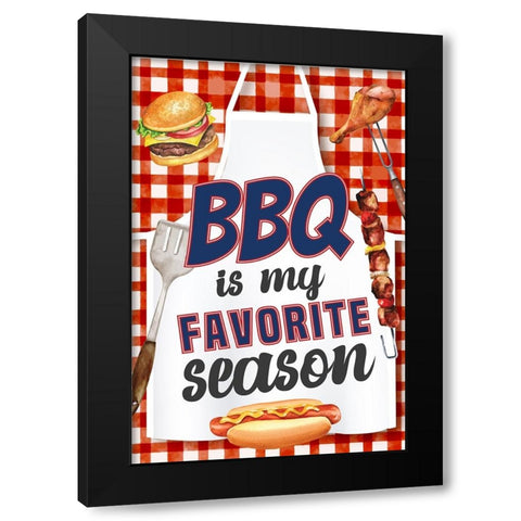 BBQ is My Favorite Season Black Modern Wood Framed Art Print by ND Art