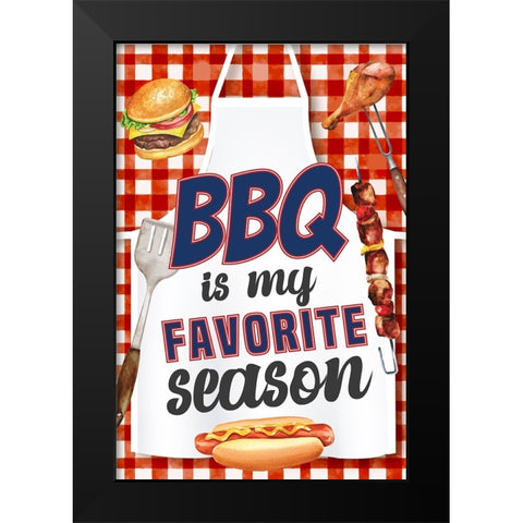 BBQ is My Favorite Season Black Modern Wood Framed Art Print by ND Art