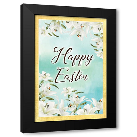 Happy Easter Black Modern Wood Framed Art Print by ND Art