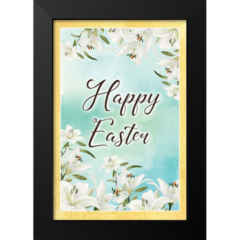 Happy Easter Black Modern Wood Framed Art Print by ND Art