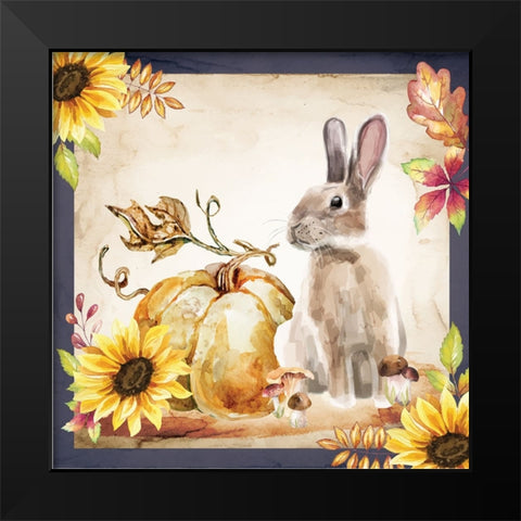 Pumpkin and Rabbit Black Modern Wood Framed Art Print by ND Art